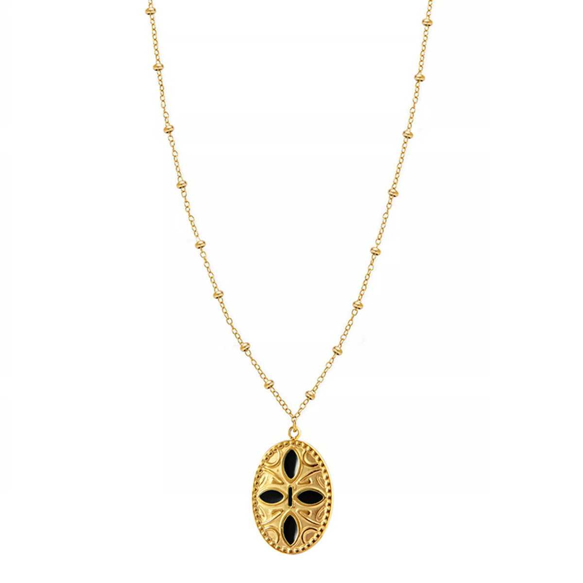 Wholesale Multilayer Oil Oval Pendant Stainless Steel Necklace